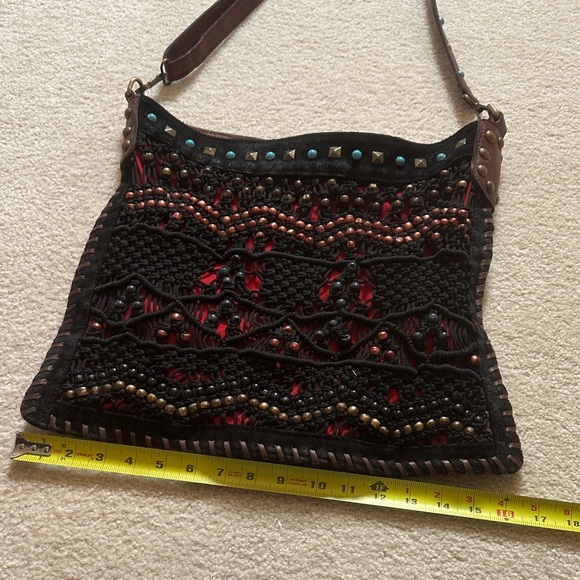 Free People Black and Red Boho Shoulder Bag - Picture 4 of 10